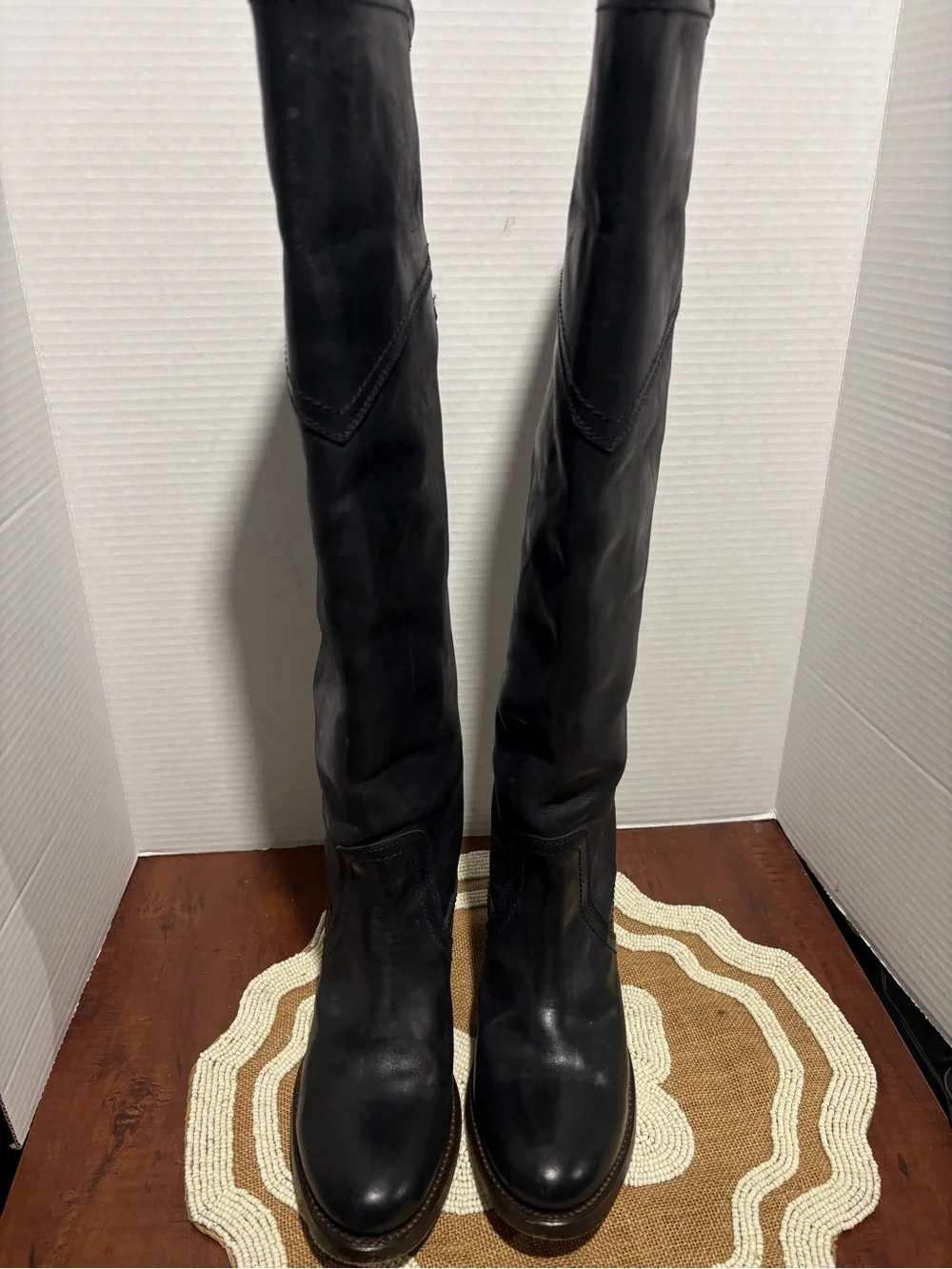 Frye Black Tall Leather Knee Boots